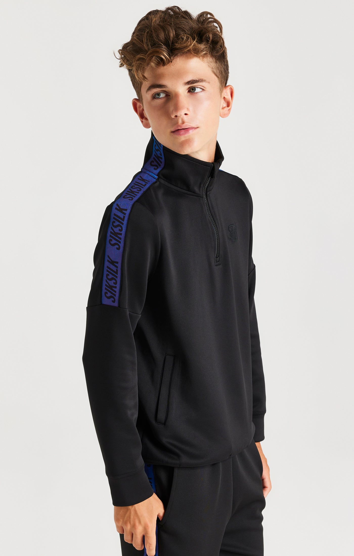 Load image into Gallery viewer, SikSilk Iridescent 1/4 Zip Funnel Neck - Black (5)