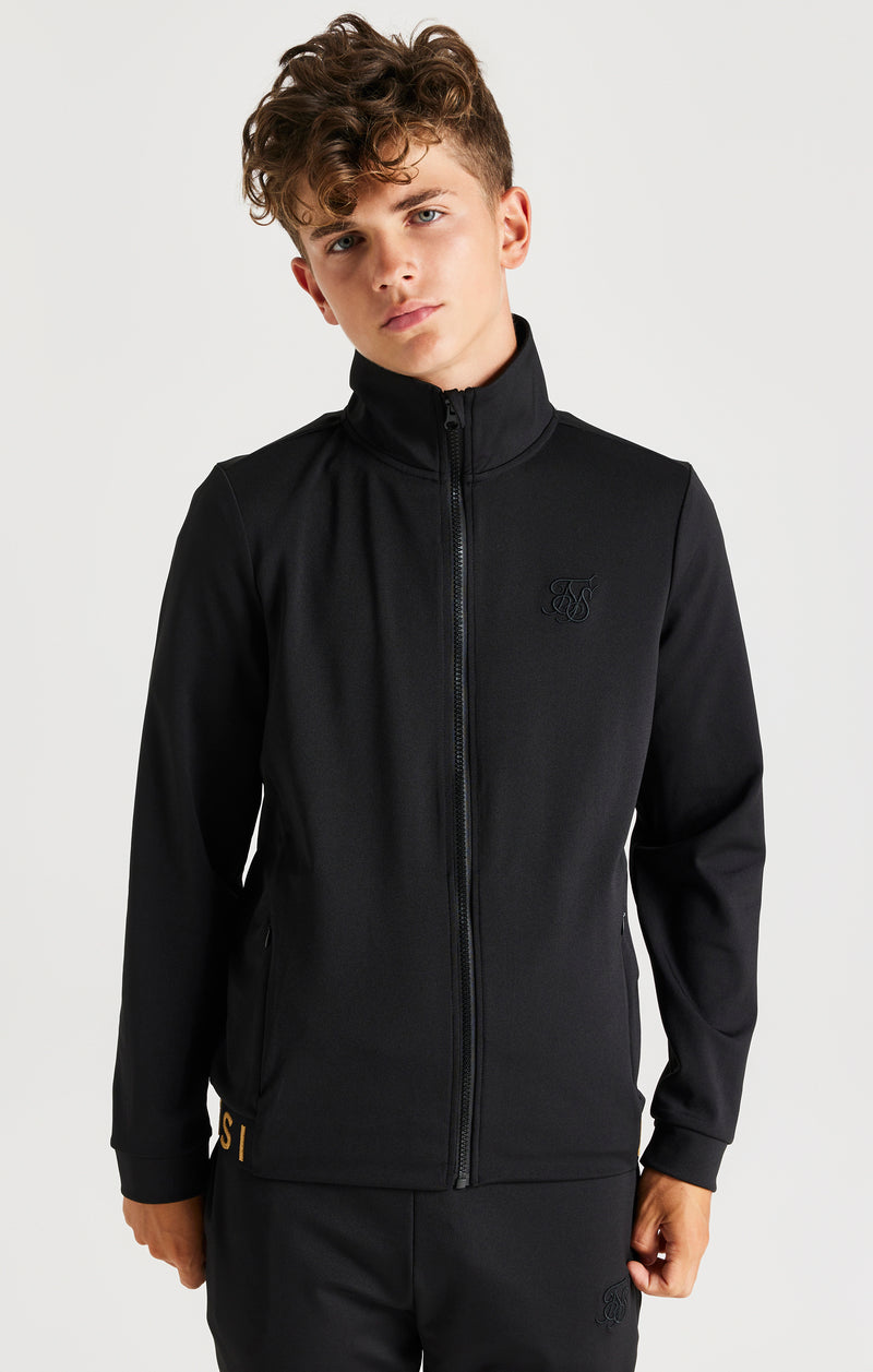SikSilk Taped Funnel Neck Zip Through - Black