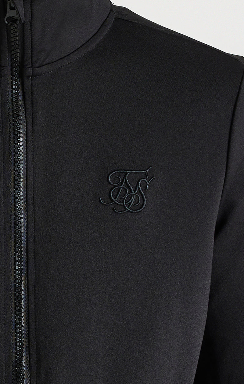 SikSilk Taped Funnel Neck Zip Through - Black (1)
