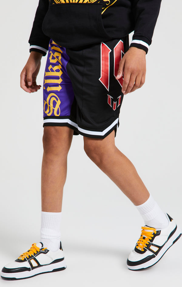 Messi x SikSilk Retro Varsity Basketball Shorts - Black & Purple
