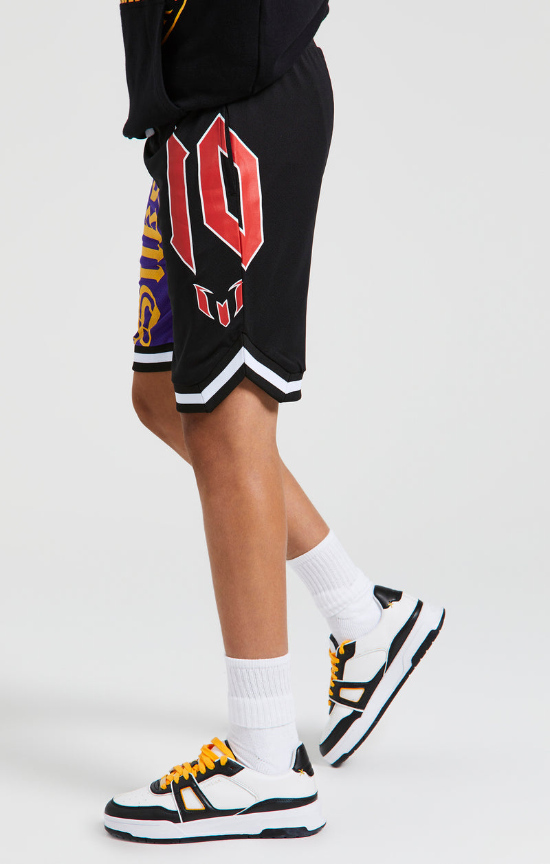 Messi x SikSilk Retro Varsity Basketball Shorts - Black & Purple (1)