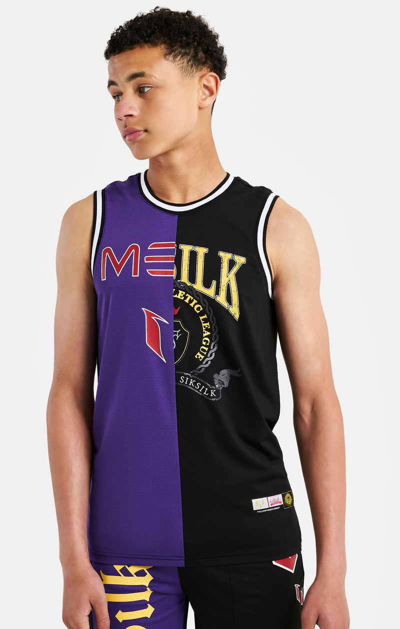 Messi x SikSilk Retro Varsity Vest - Black & Purple
