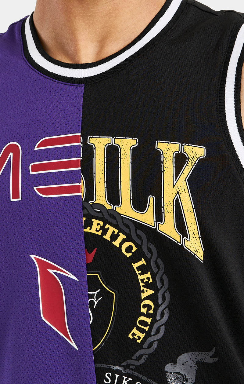 Messi x SikSilk Retro Varsity Vest - Black & Purple (1)