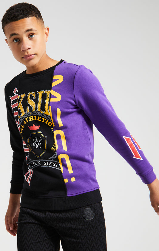 Messi x SikSilk Retro Varsity Crew Sweater - Black & Purple