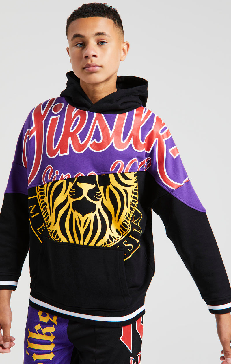 Messi x SikSilk Retro Varsity Oversized Hoodie - Black & Purple
