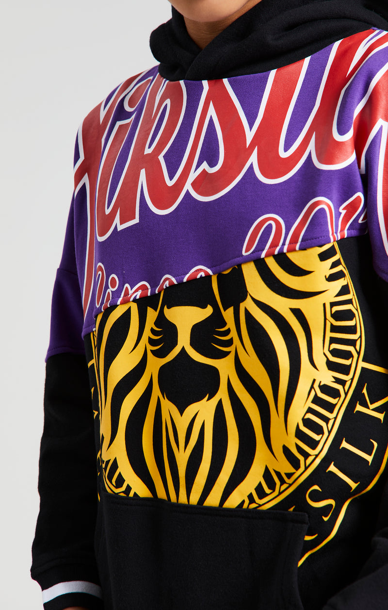 Messi x SikSilk Retro Varsity Oversized Hoodie - Black & Purple (1)