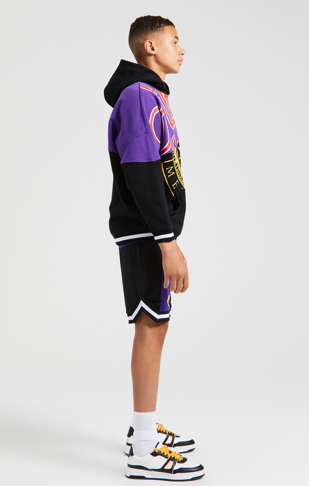 Messi x SikSilk Retro Varsity Oversized Hoodie - Black & Purple (5)