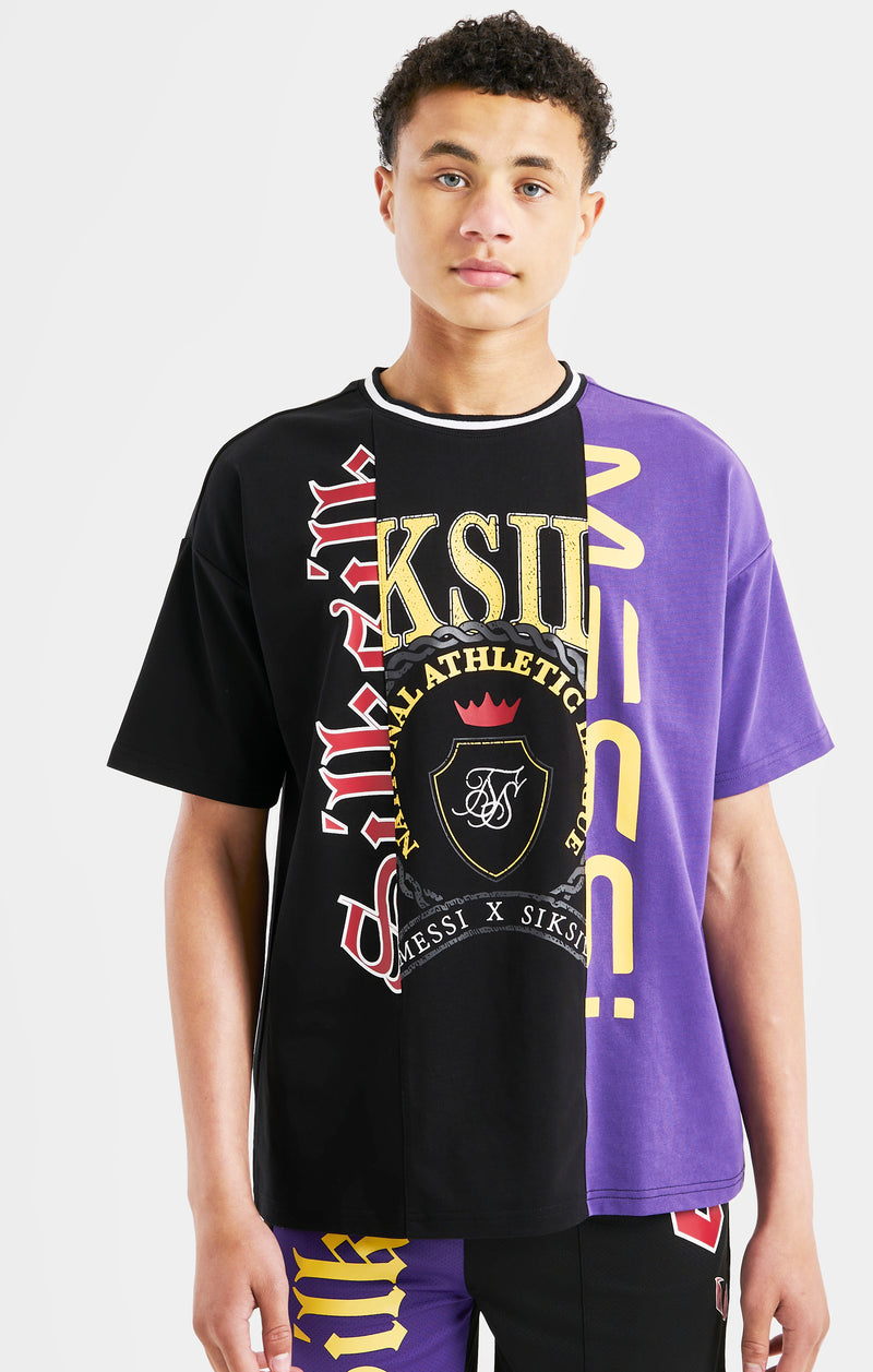 Messi x SikSilk Retro Oversized Tee - Black & Purple