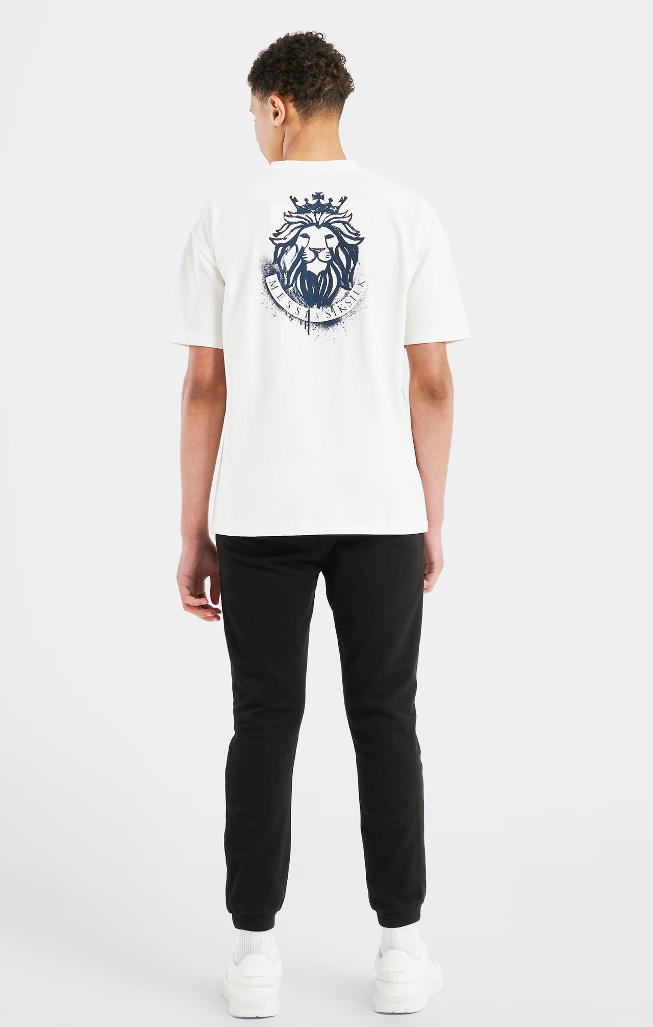Boys Messi x SikSilk Ecru Lion Graphic Oversized T-Shirt (3)
