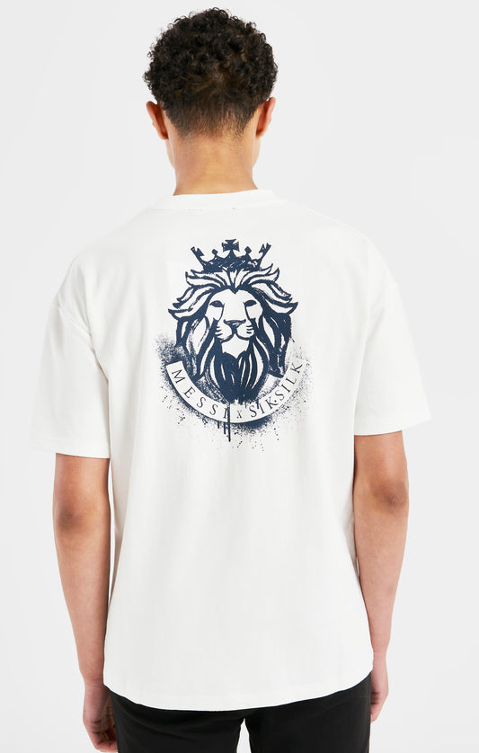 Boys Messi x SikSilk Ecru Lion Graphic Oversized T-Shirt