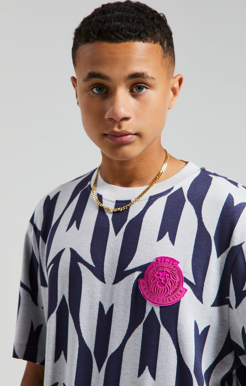 Boys Messi x SikSilk Ecru Monogram T-Shirt (1)