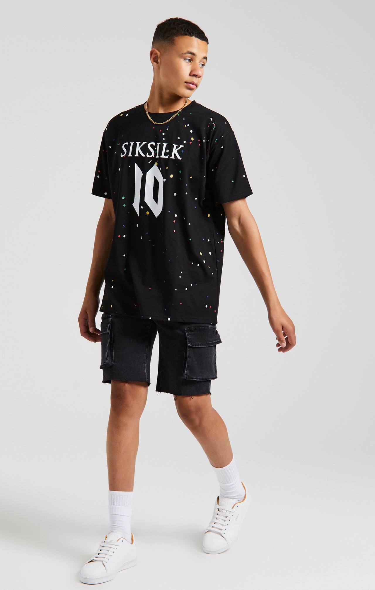 Messi x SikSilk Paint Splat Tee - Black (2)