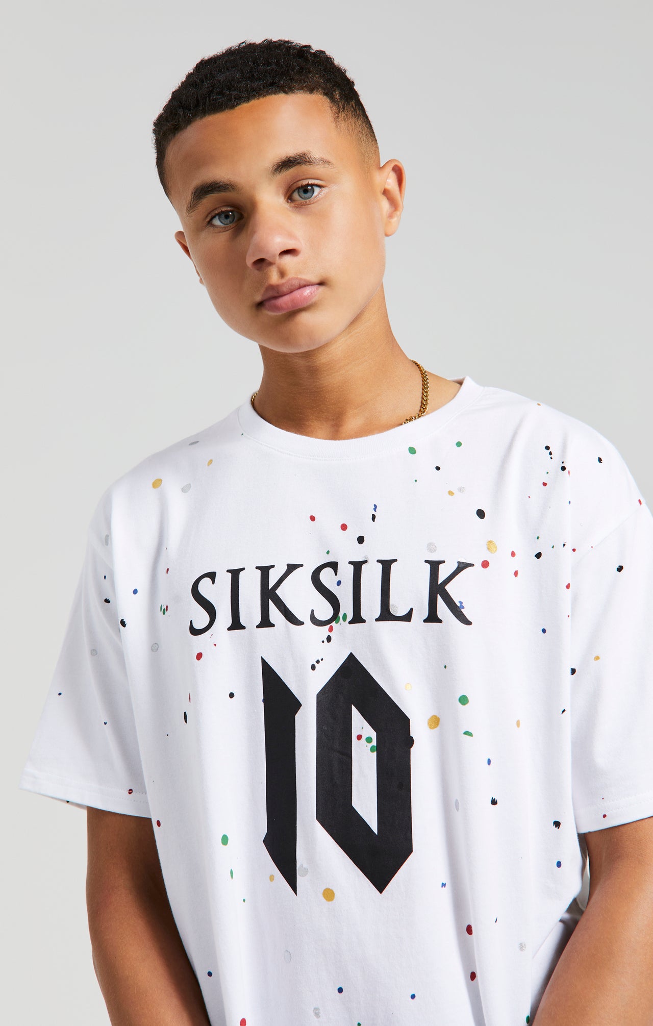 Messi x SikSilk Paint Splat Tee - White (1)