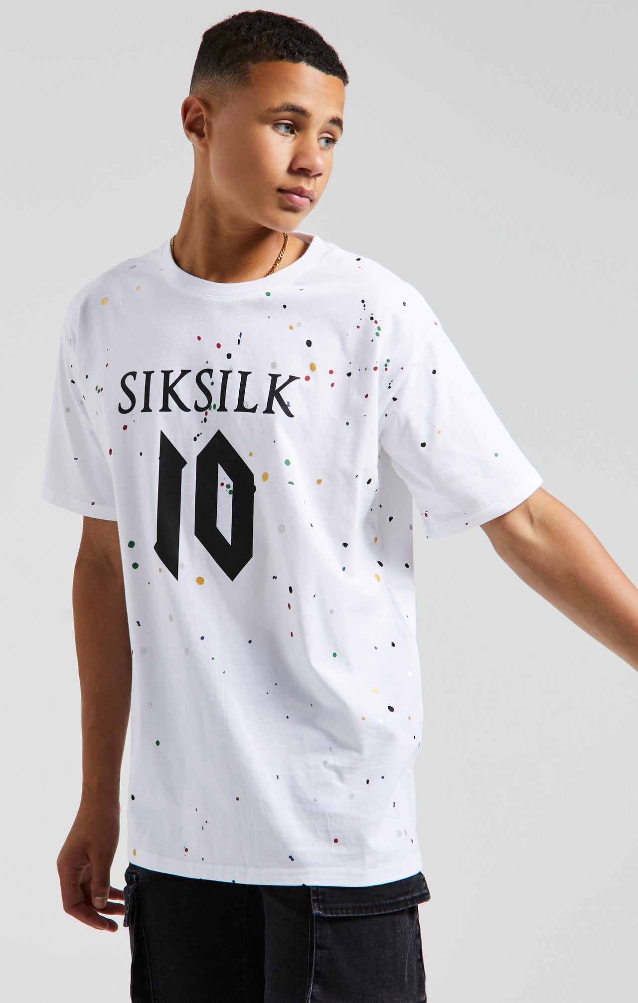 Messi x SikSilk Paint Splat Tee - White (2)