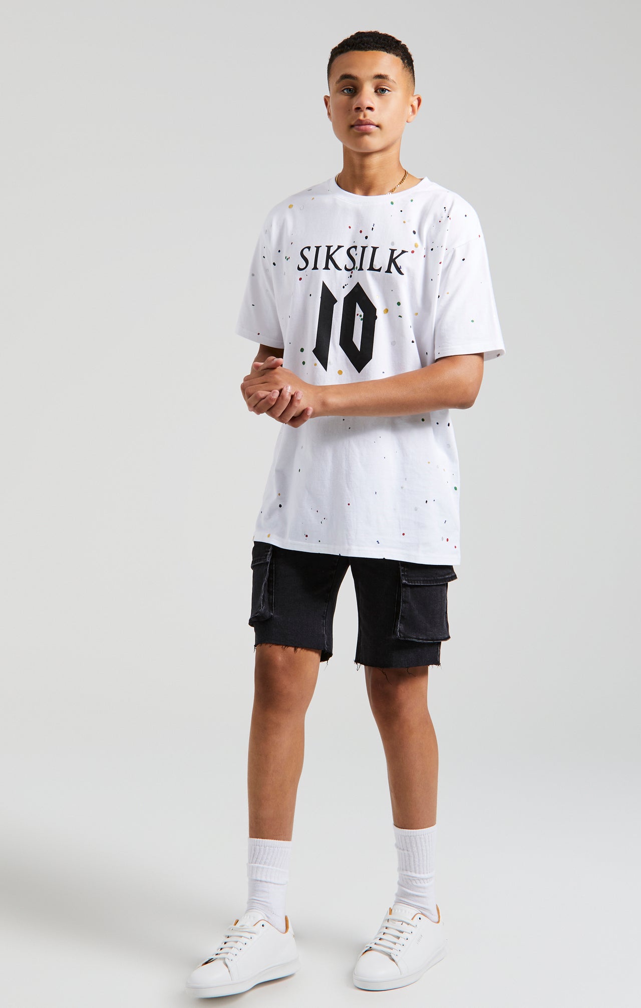 Messi x SikSilk Paint Splat Tee - White (4)