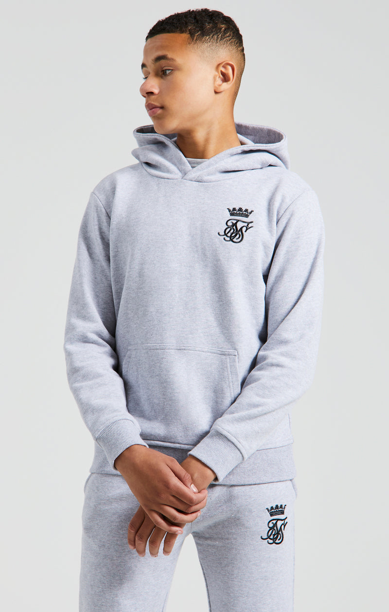 Boys Messi x SikSilk Grey Marl Embroidered Overhead Hoodie
