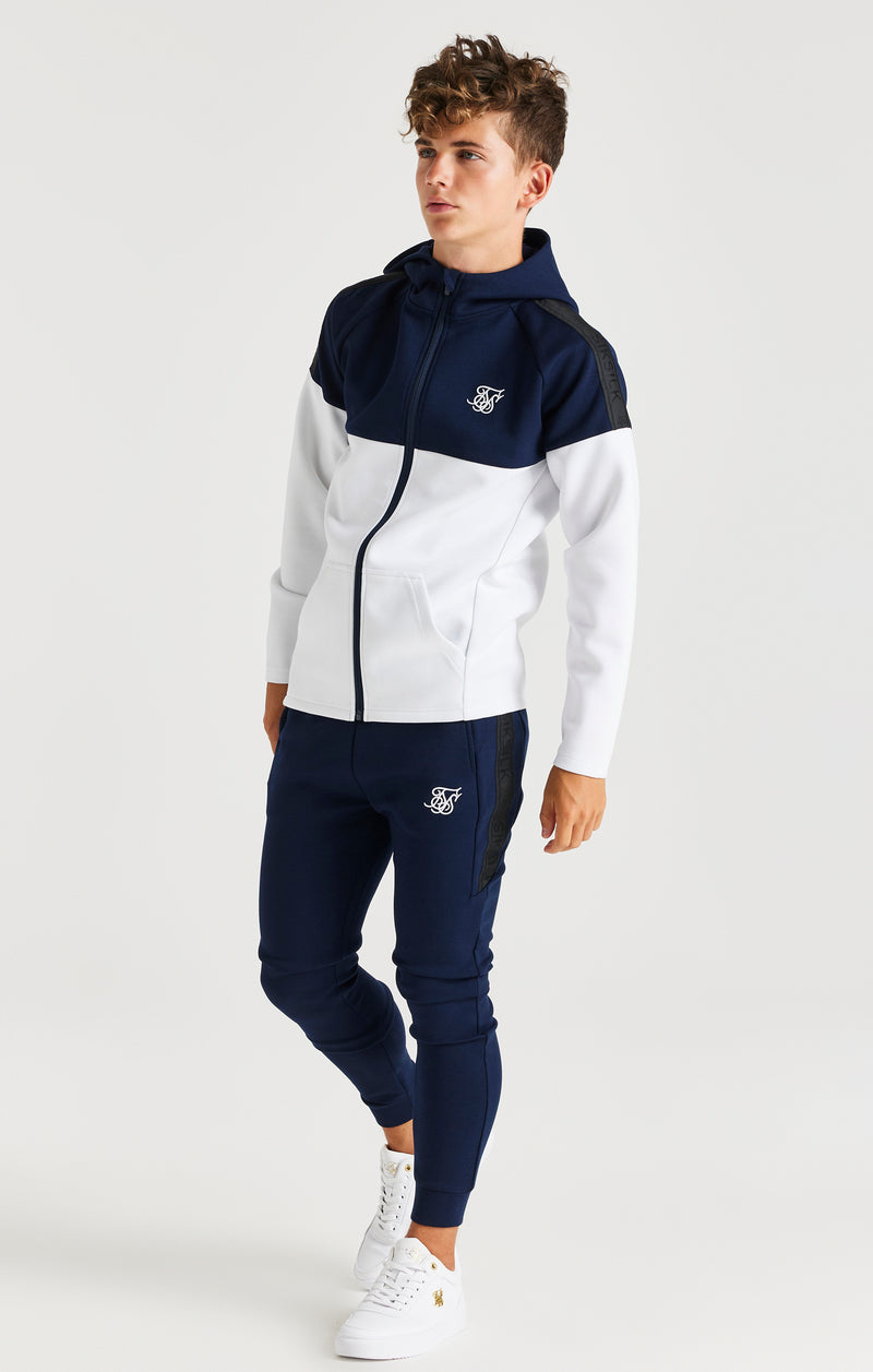 Boys Navy Poly Cut And Sew Tracksuit