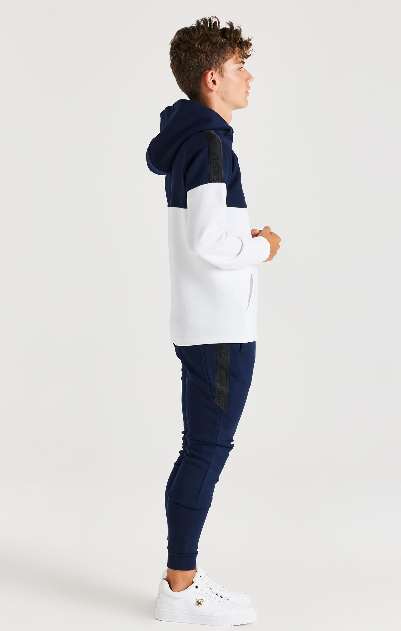 Boys Navy Poly Cut And Sew Tracksuit (1)