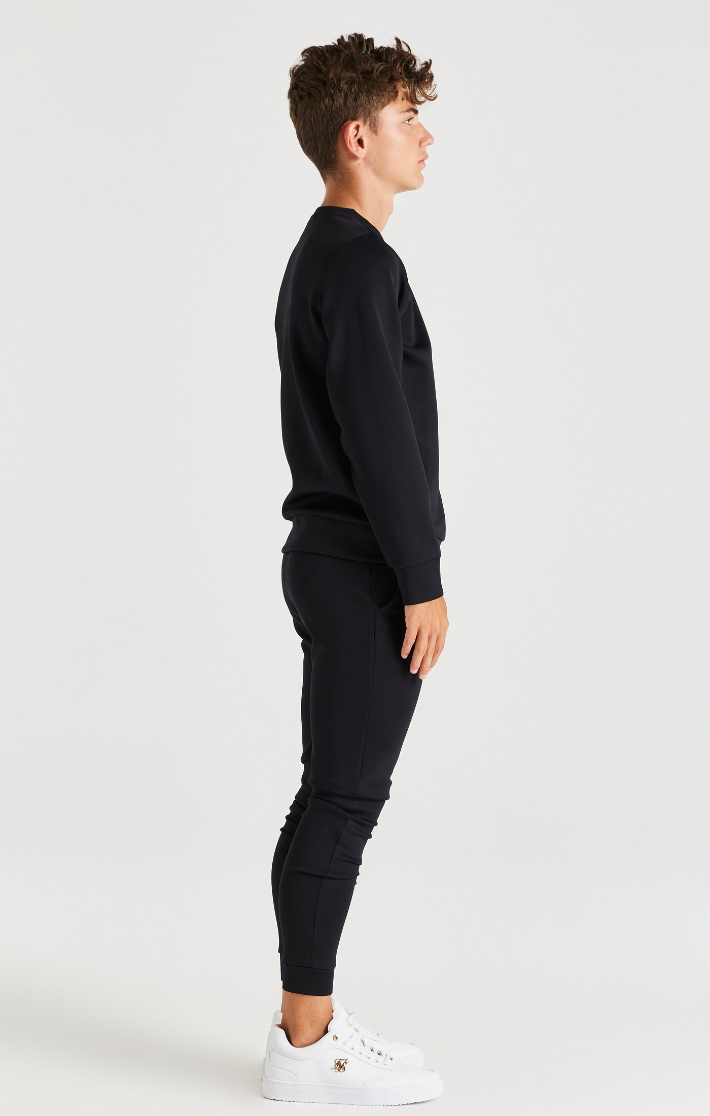 Load image into Gallery viewer, Boys Black Poly Sweatshirt Tracksuit (1)