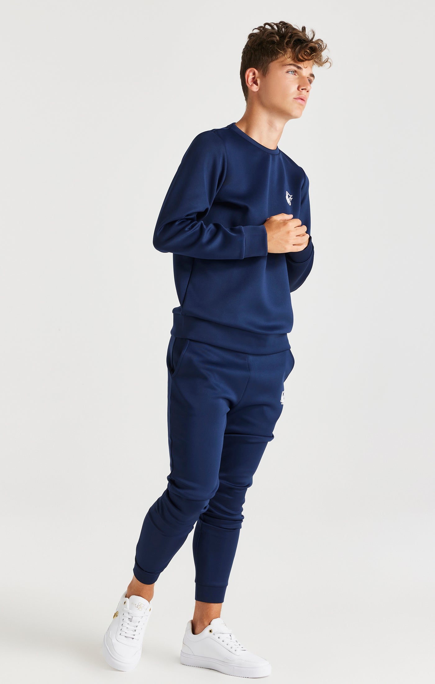 Load image into Gallery viewer, Boys Navy Poly Sweatshirt Tracksuit