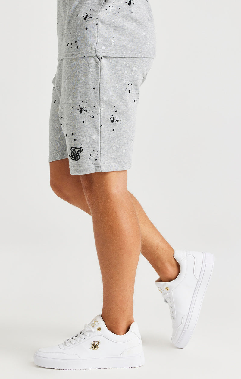 SikSilk Paint Splatter Shorts - Grey Marl (1)