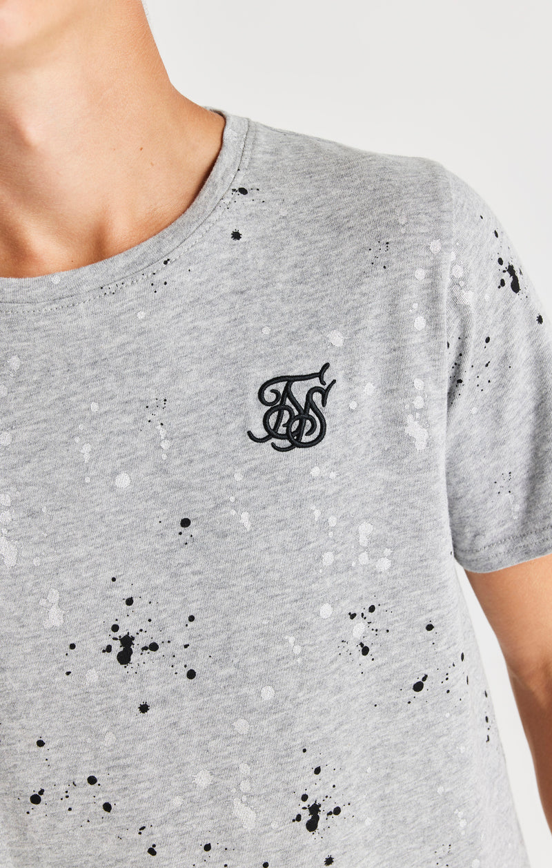 SikSilk Paint Splatter Tee - Grey Marl (1)