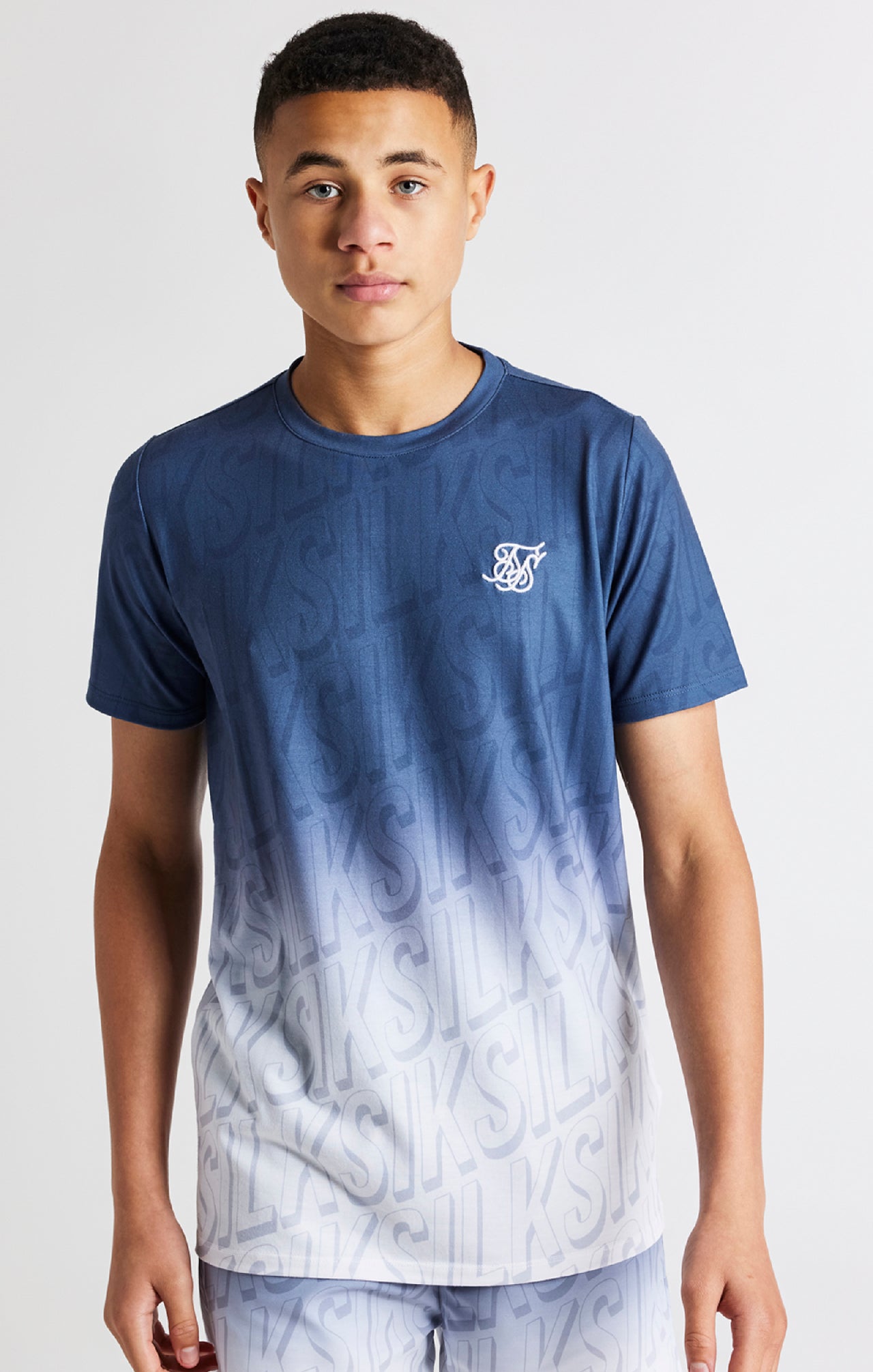 Boys Navy Branded Fade T-Shirt