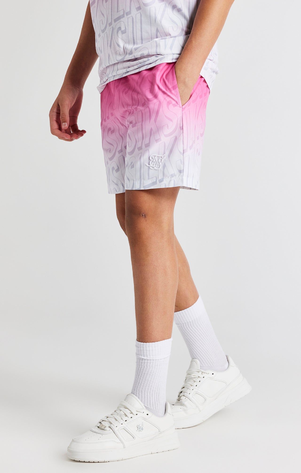 Boys Pink Branded Fade Swim Short