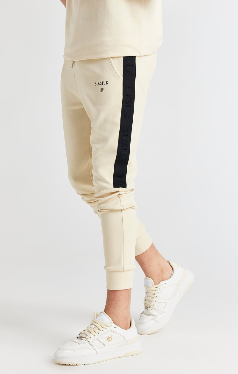 Boys Beige Taped Jogger