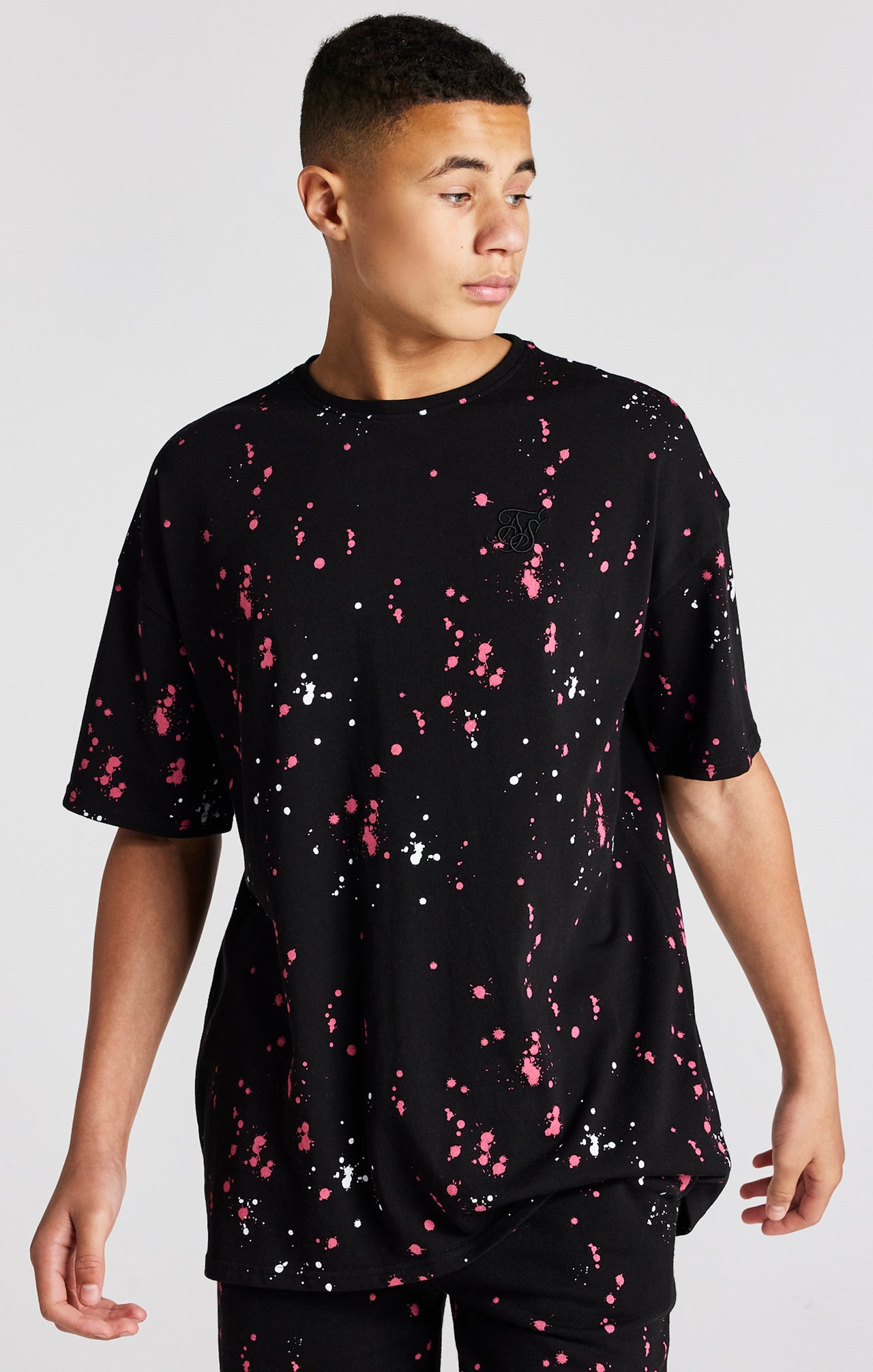 Boys Black Paint Splatter Oversized T-Shirt