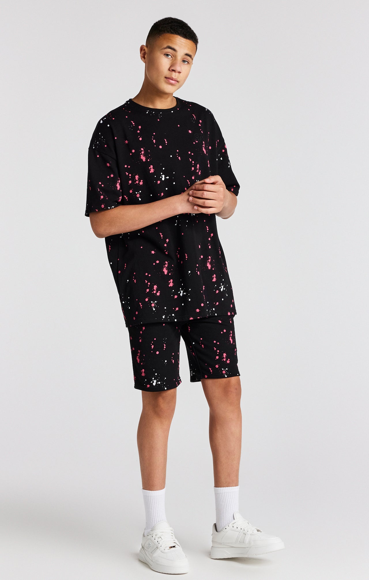 Boys Black Paint Splatter Oversized T-Shirt (2)