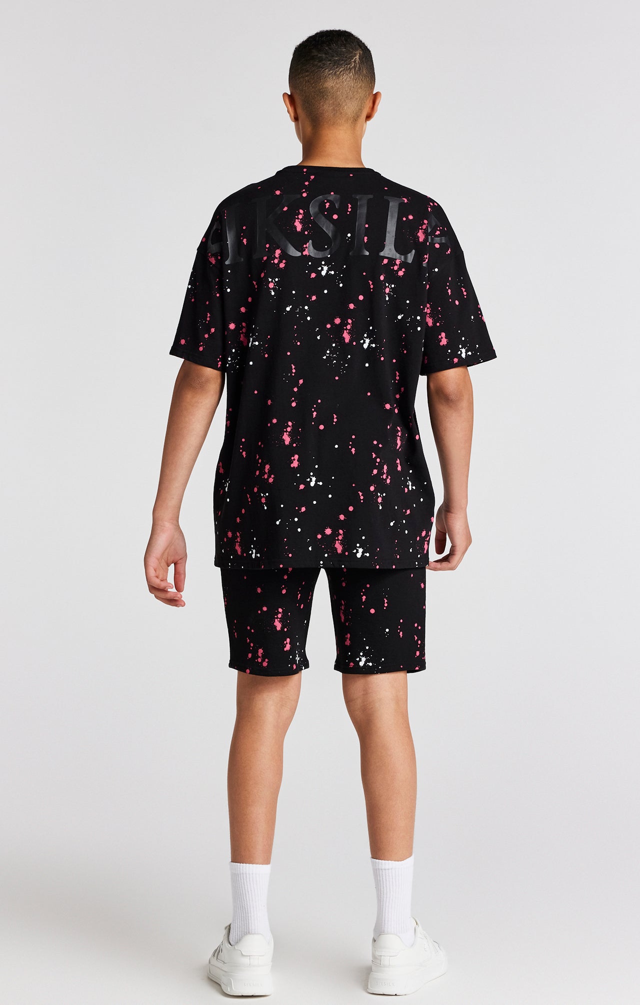 Boys Black Paint Splatter Oversized T-Shirt (4)