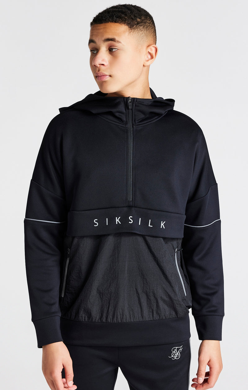 Boys Black Half Zip Hoodie