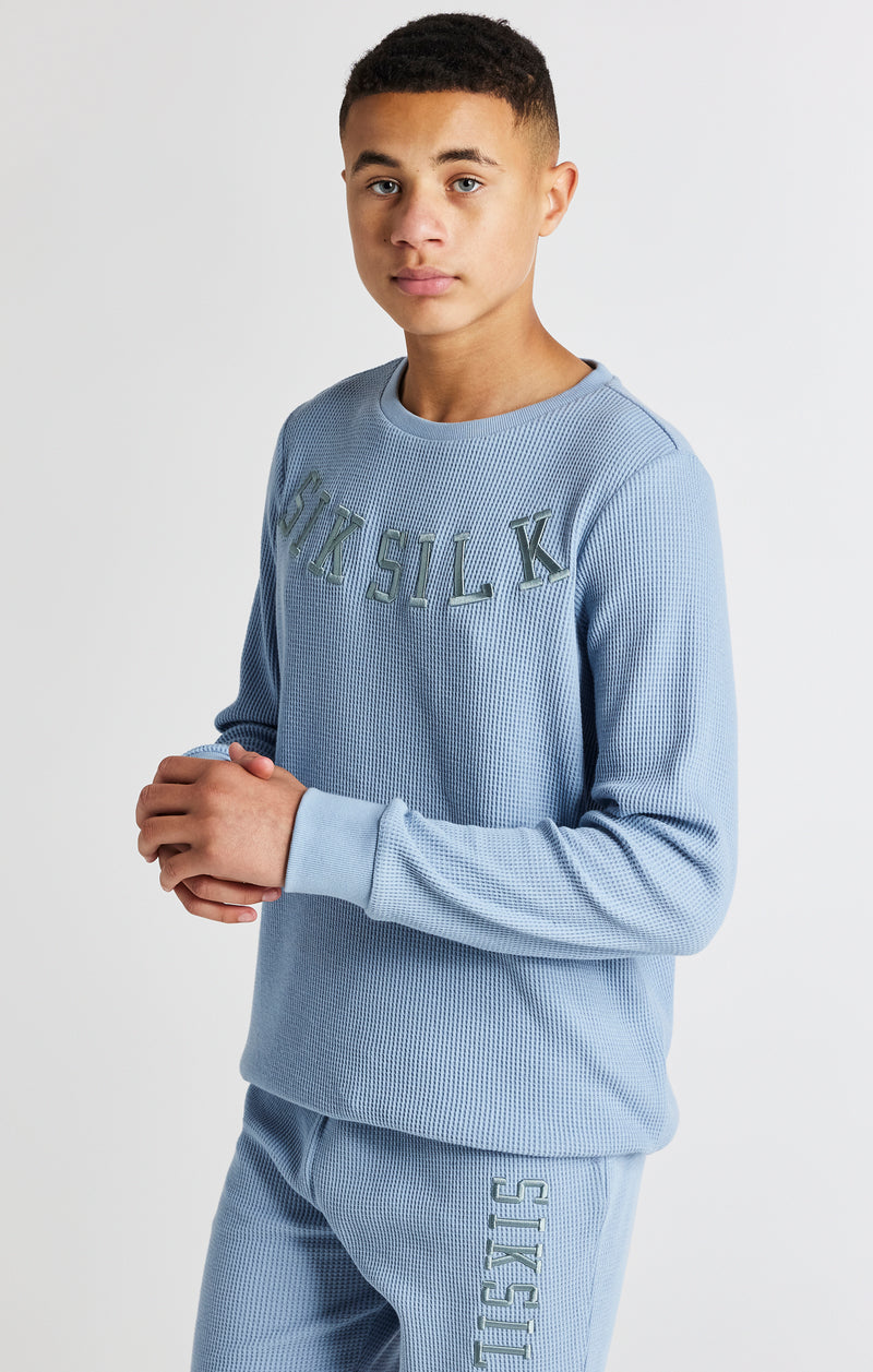 Boys Blue Waffle Crew Sweatshirt