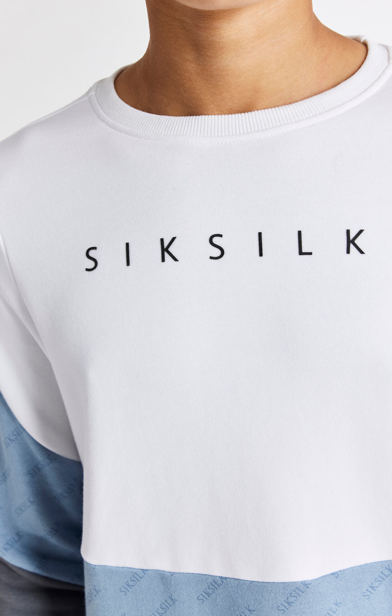 Boys White Cut And Sew Crew Sweatshirt (1)