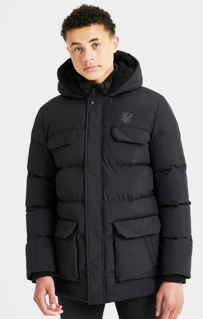 Boys Black Parka