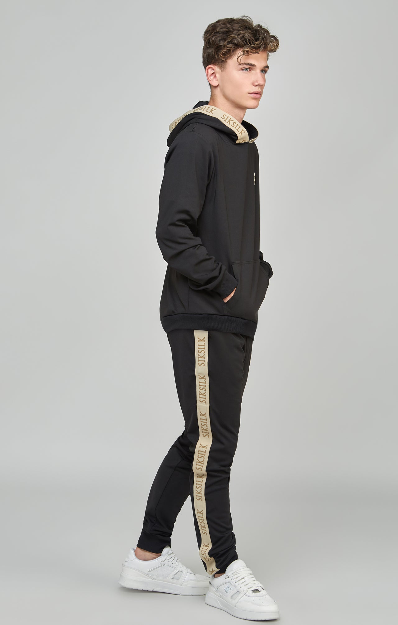 Boys Black Taped Skinny Joggers (2)