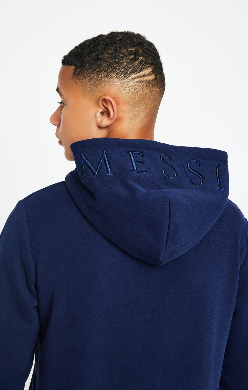 Boys Messi x SikSilk Navy Fleece Overhead Hoodie (1)