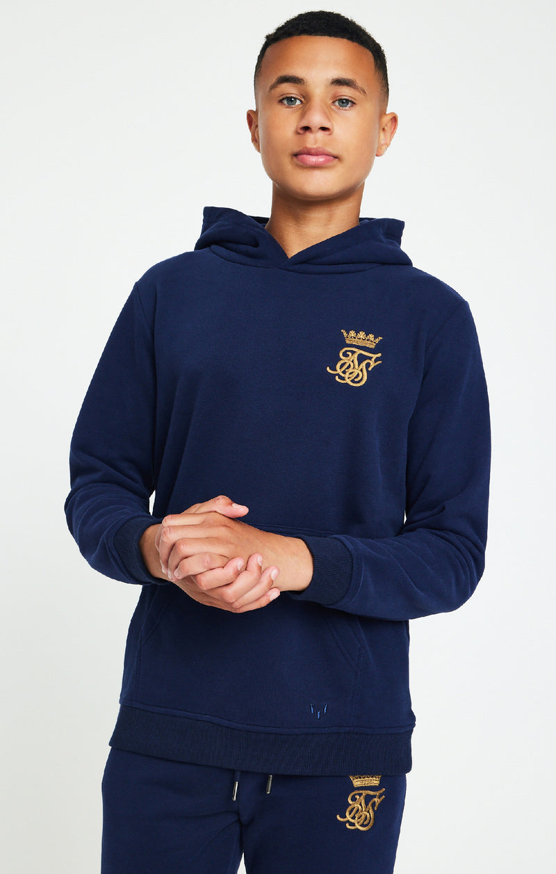 Boys Messi x SikSilk Navy Fleece Overhead Hoodie