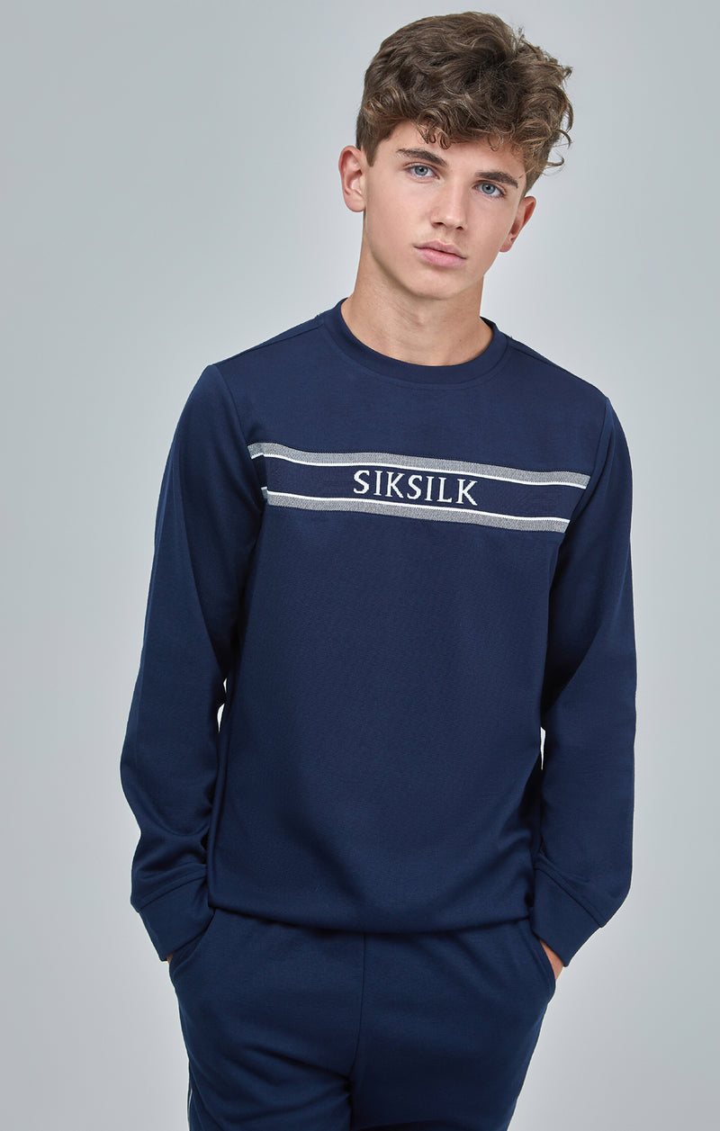 Boys Navy Panel Detail Sweatshirt