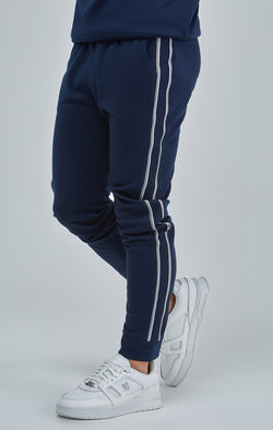 Boys Navy Panel Detail Skinny Joggers