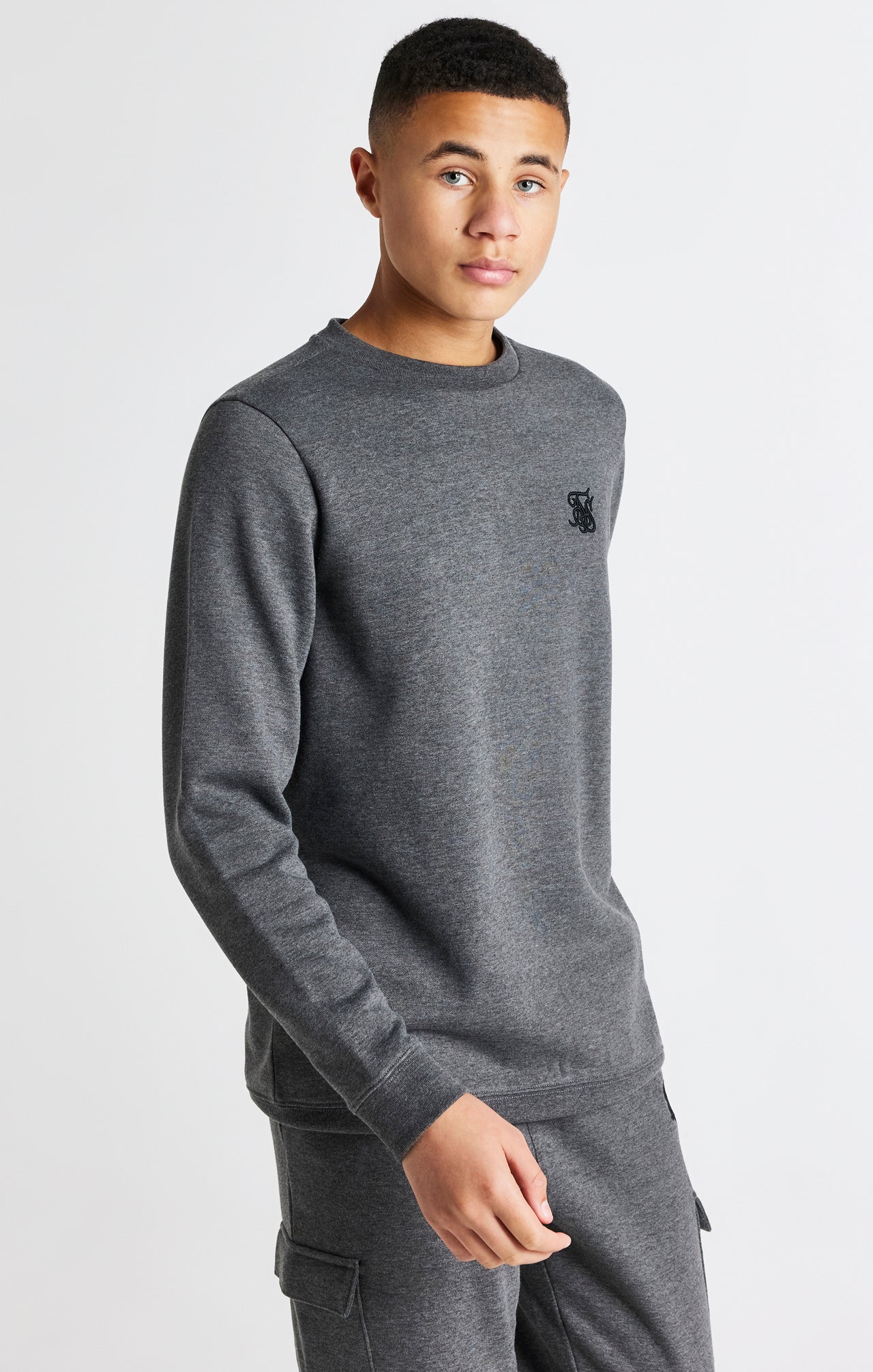 Boys Dark Grey Marl Crew Sweatshirt