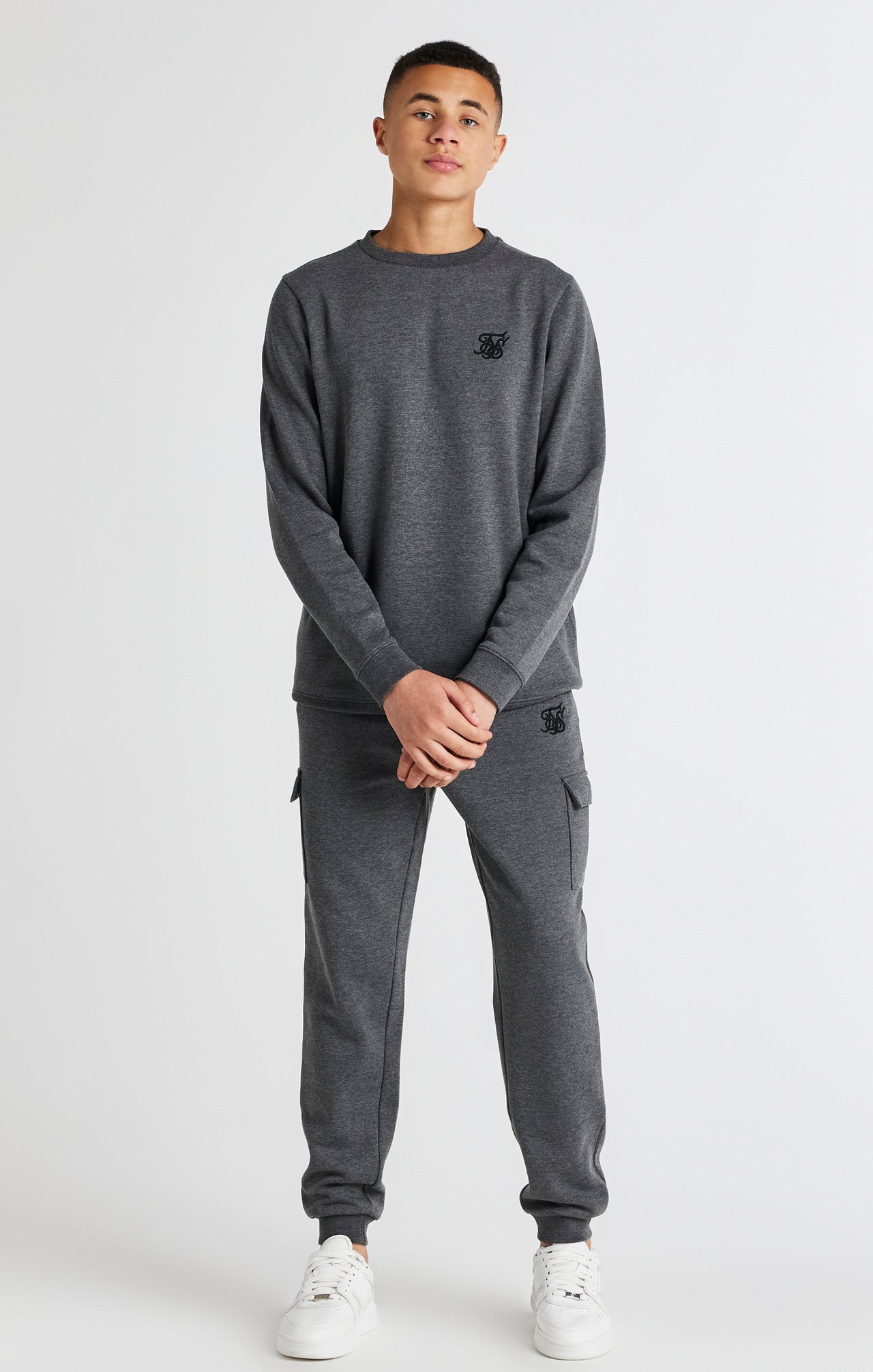 Boys Dark Grey Marl Crew Sweatshirt (2)