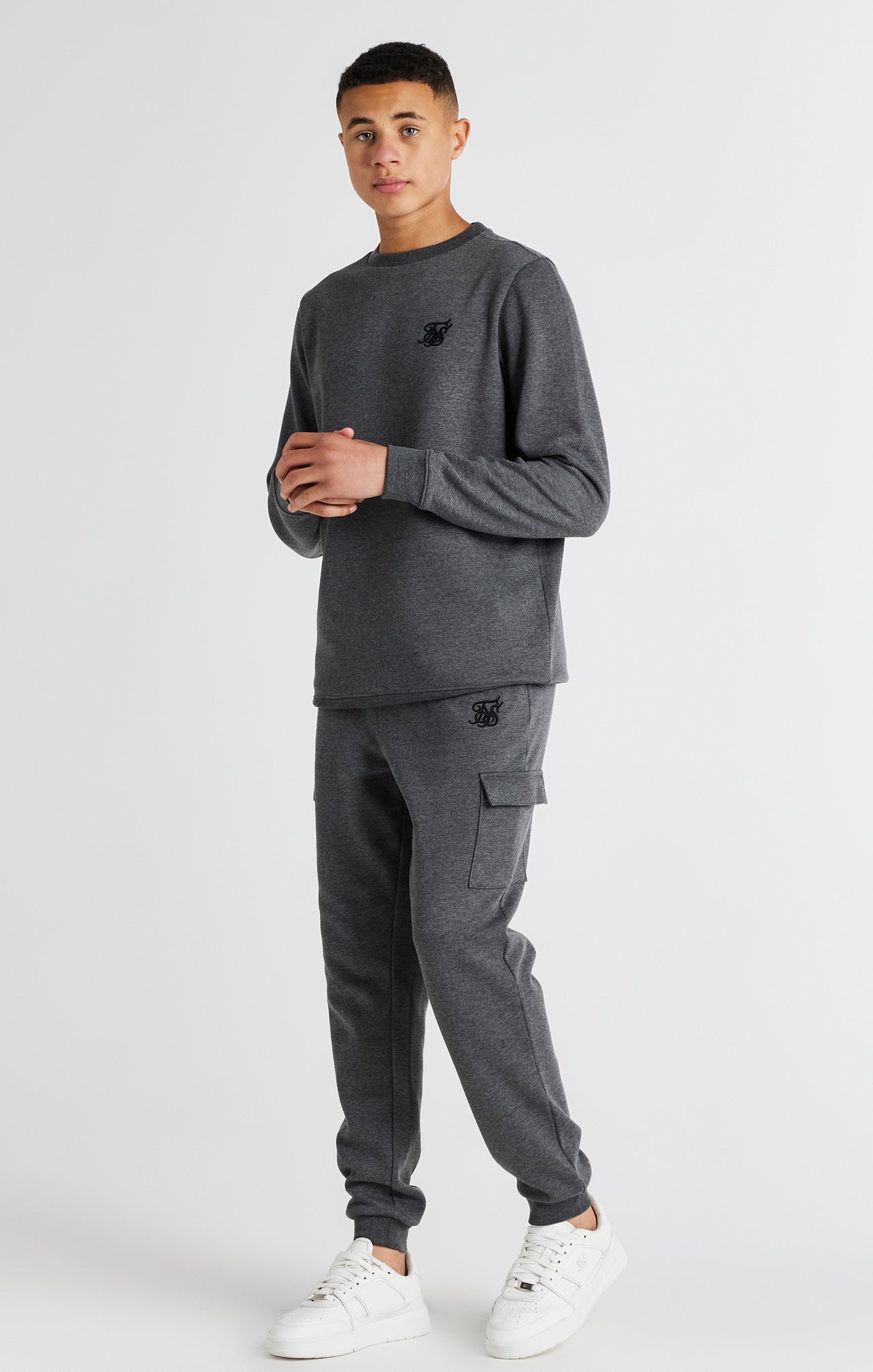 Boys Dark Grey Marl Crew Sweatshirt (3)