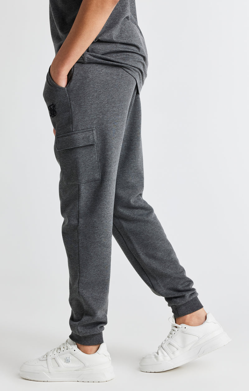 Boys Dark Grey Marl Cargo Cuffed Jogger (1)