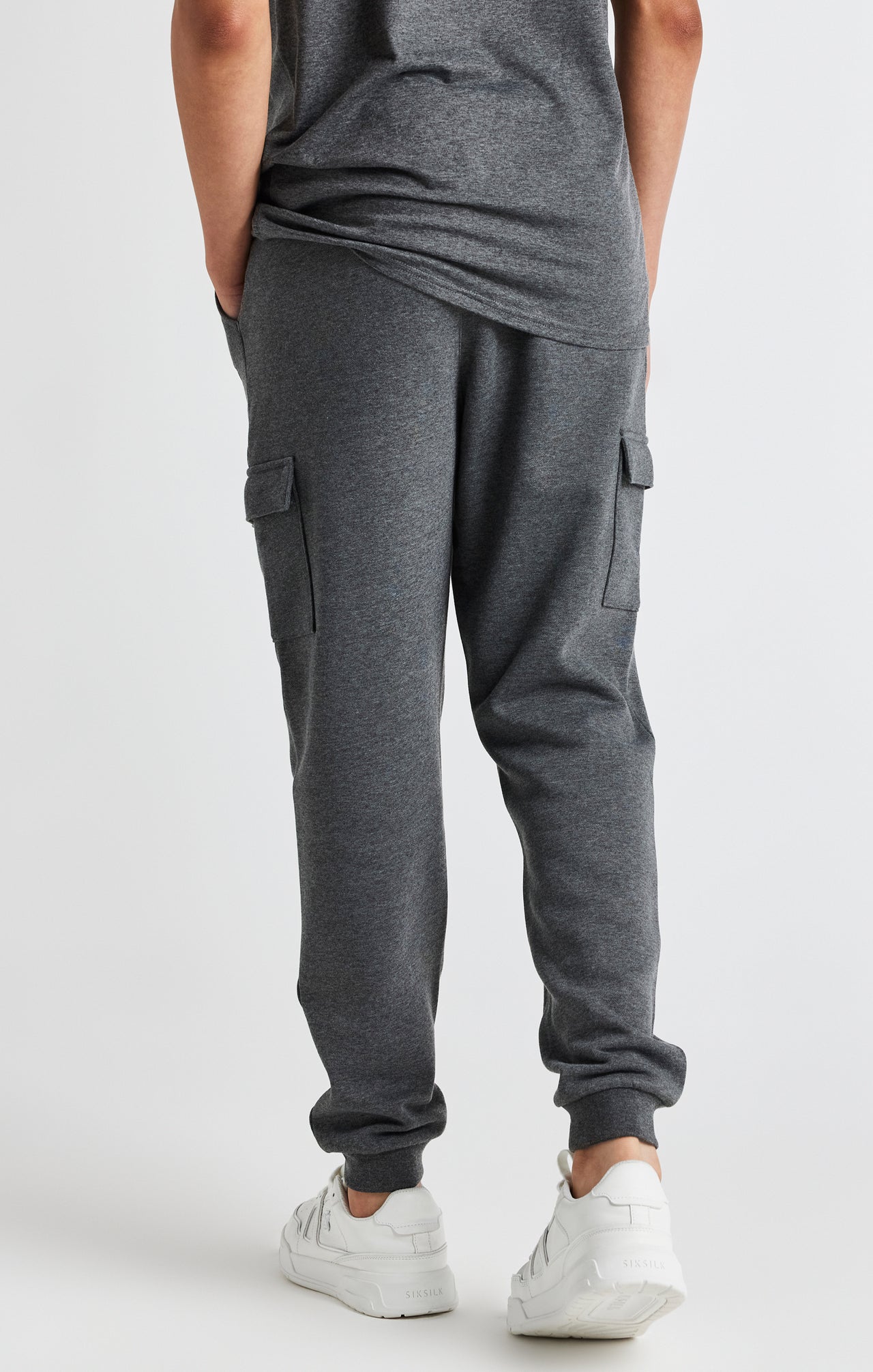 Boys Dark Grey Marl Cargo Cuffed Jogger (3)