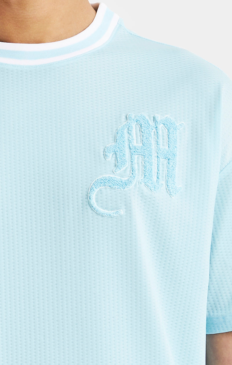 Messi x SikSilk Logo Drop Shoulder Tee - Blue (1)