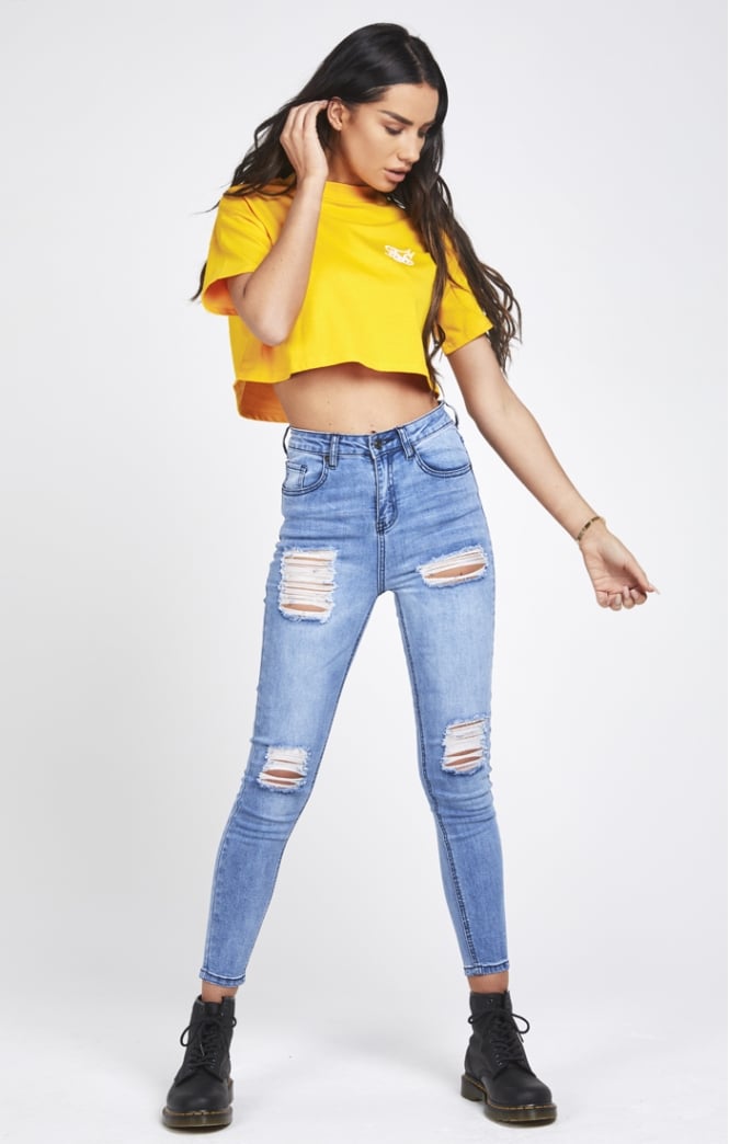 SikSilk Retro Box Crop Tee - Yellow (1)