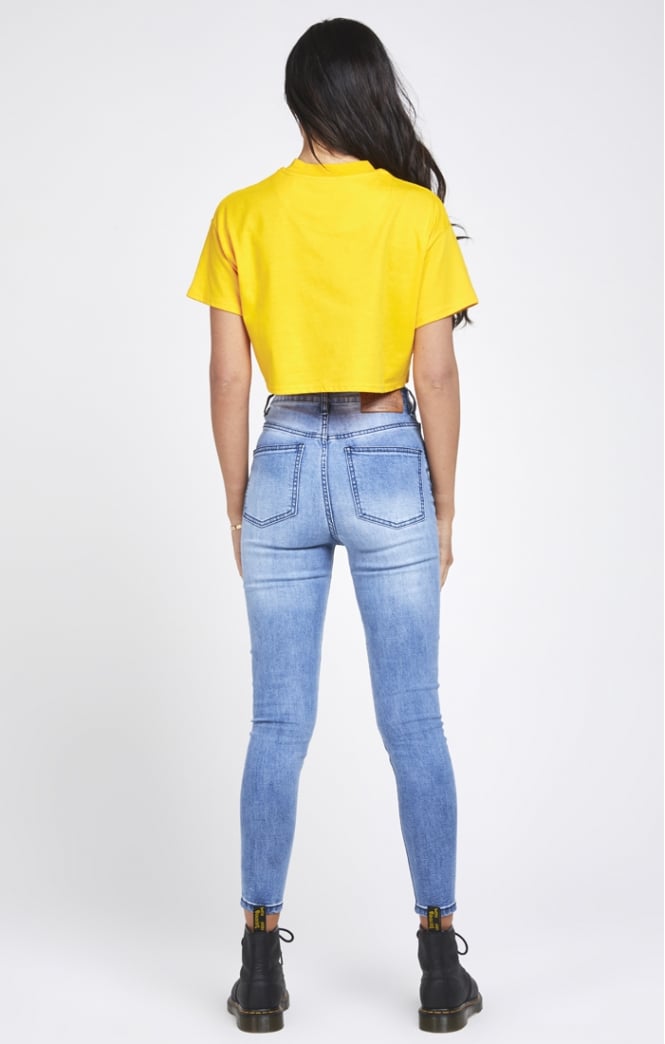 SikSilk Retro Box Crop Tee - Yellow (2)