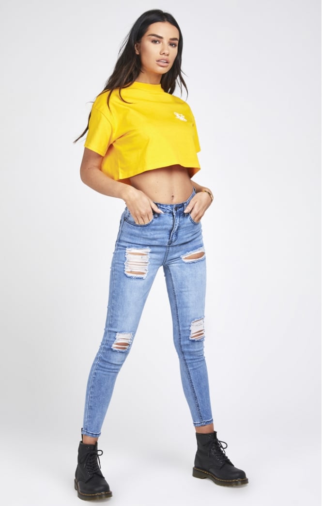 SikSilk Retro Box Crop Tee - Yellow (3)